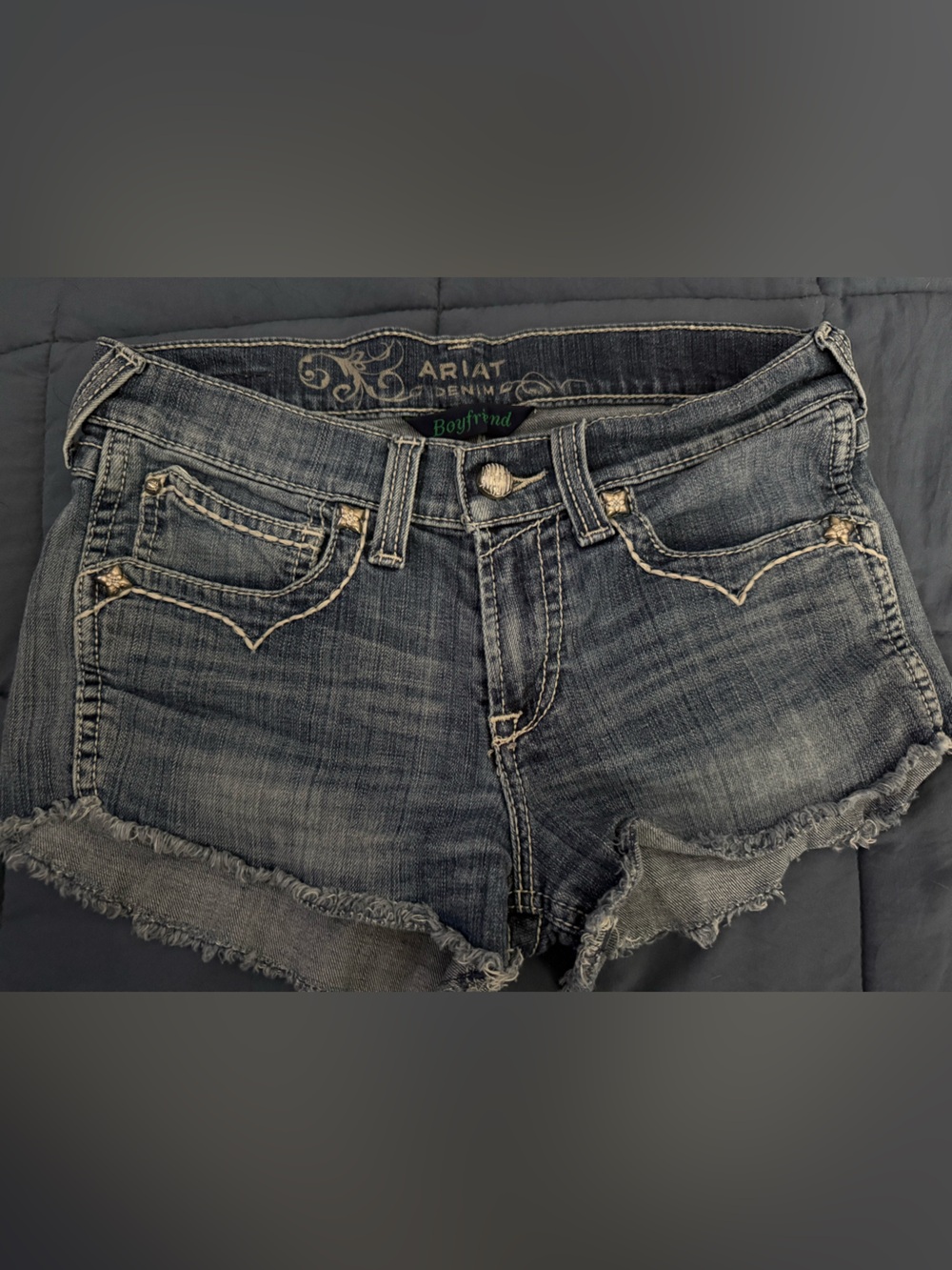 Ariat Distressed Dark Blue Denim Boyfriend Cutoff Shorts